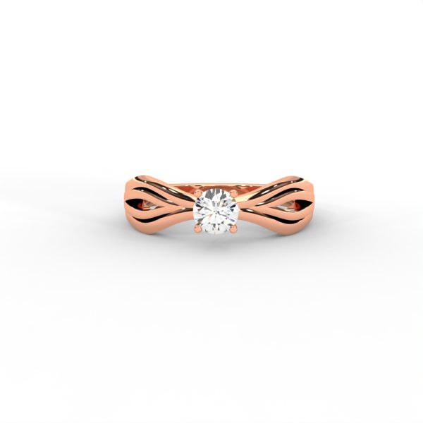 Wave Twist Solitaire Diamond Ring in 14K & 18K Gold - Image 5