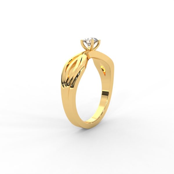 Wave Twist Solitaire Diamond Ring in 14K & 18K Gold - Image 3