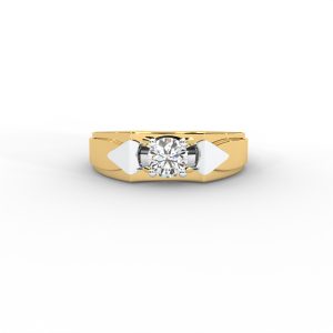 Men’s Solitaire Diamond Ring with Angular Bar Detail