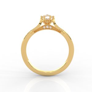 Floral-Inspired Solitaire Diamond Ring in 14K & 18K Gold – Yellow, Rose & White Gold - Image 4