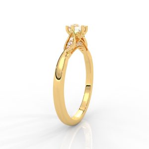 Floral-Inspired Solitaire Diamond Ring in 14K & 18K Gold – Yellow, Rose & White Gold - Image 2