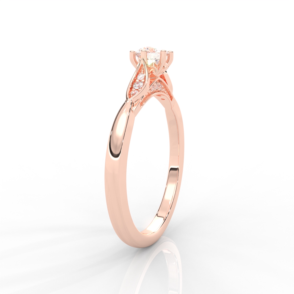Floral-Inspired Solitaire Diamond Ring in 14K & 18K Gold – Yellow, Rose & White Gold - Image 6