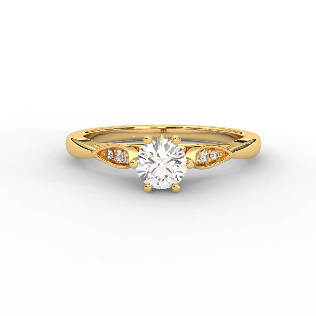 Floral-Inspired Solitaire Diamond Ring in 14K & 18K Gold – Yellow, Rose & White Gold - Image 1