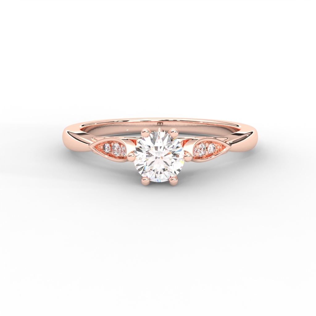 Floral-Inspired Solitaire Diamond Ring in 14K & 18K Gold – Yellow, Rose & White Gold - Image 5