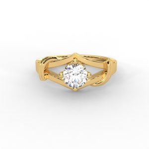 Solitaire Diamond Ring with Sculpted Open Shank Design