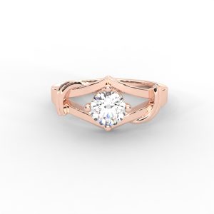Solitaire Diamond Ring with Sculpted Open Shank Design - Image 8