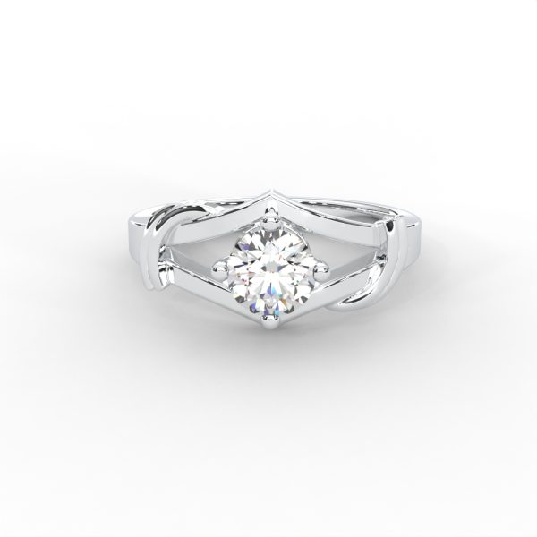 Solitaire Diamond Ring with Sculpted Open Shank Design - Image 5