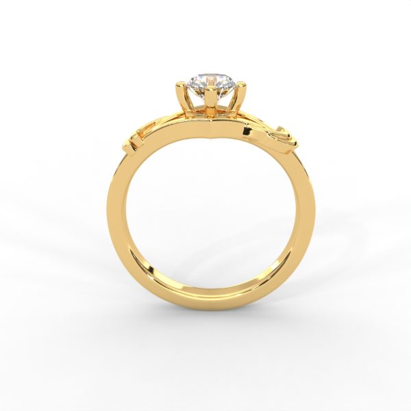 Solitaire Diamond Ring with Sculpted Open Shank Design - Image 2
