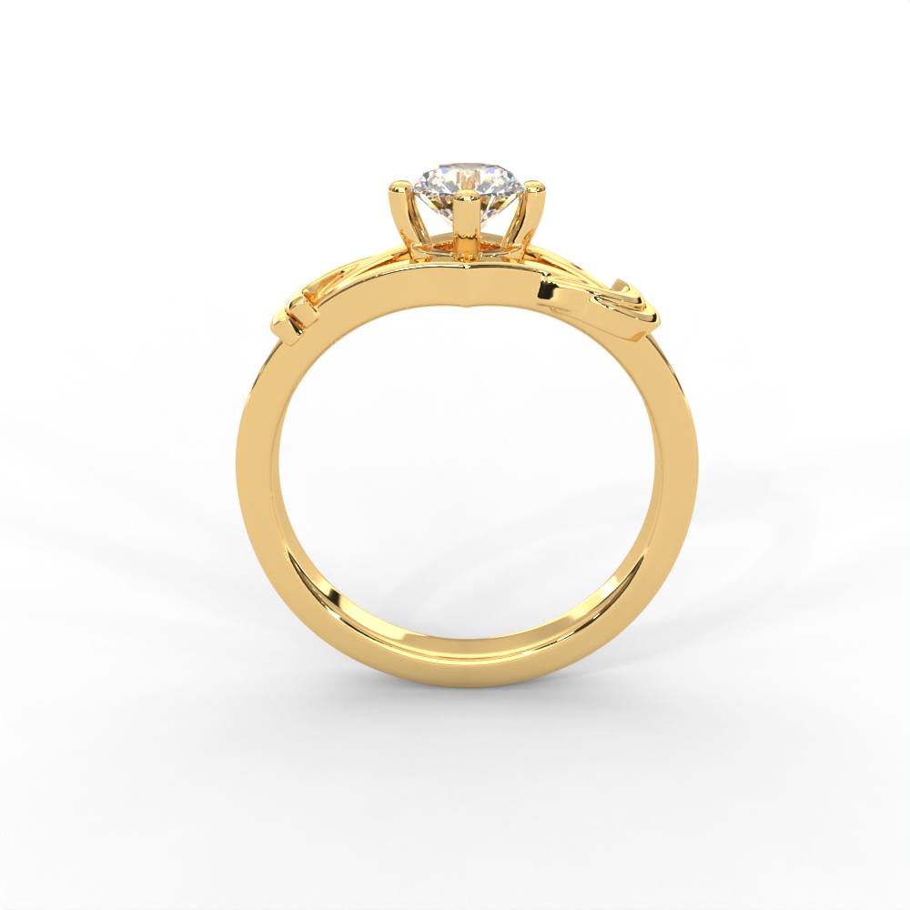 Solitaire Diamond Ring with Sculpted Open Shank Design - Image 2