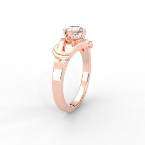Solitaire Diamond Ring with Sculpted Open Shank Design - Image 10