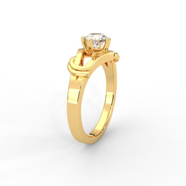 Solitaire Diamond Ring with Sculpted Open Shank Design - Image 3