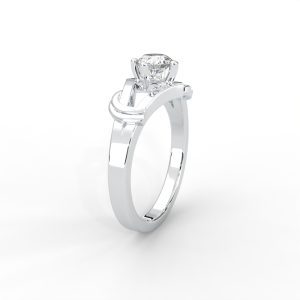 Solitaire Diamond Ring with Sculpted Open Shank Design - Image 6