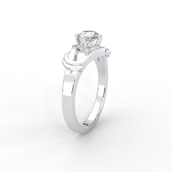 Solitaire Diamond Ring with Sculpted Open Shank Design - Image 6