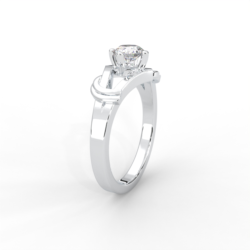 Solitaire Diamond Ring with Sculpted Open Shank Design - Image 6