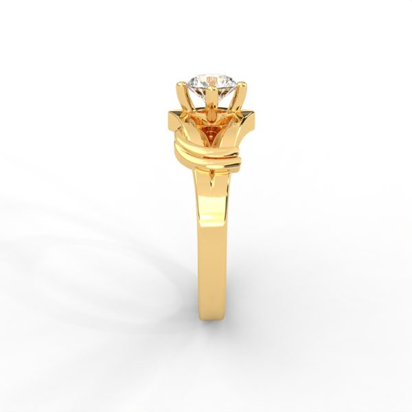 Solitaire Diamond Ring with Sculpted Open Shank Design - Image 4