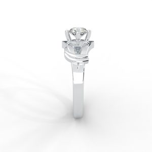 Solitaire Diamond Ring with Sculpted Open Shank Design - Image 7