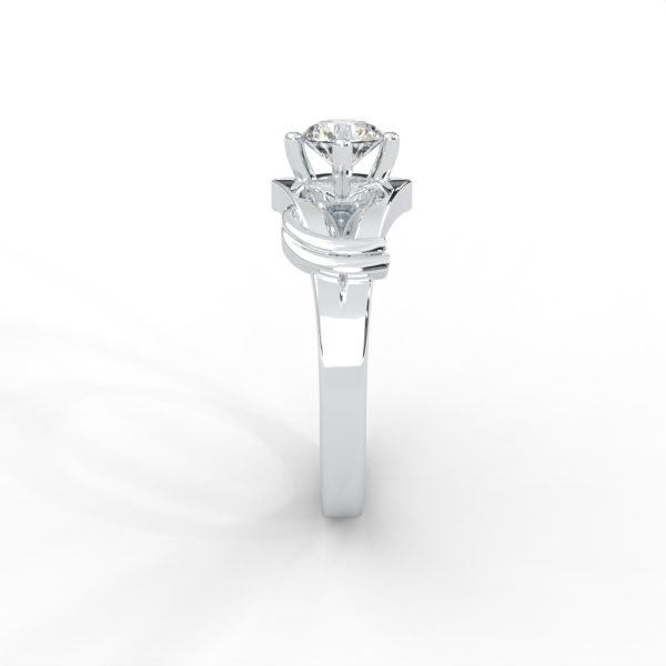 Solitaire Diamond Ring with Sculpted Open Shank Design - Image 7