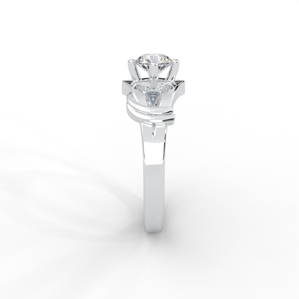 Solitaire Diamond Ring with Sculpted Open Shank Design - Image 7