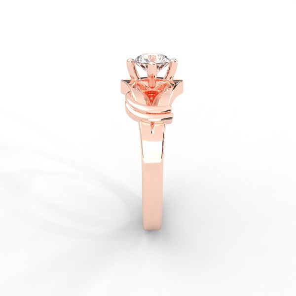 Solitaire Diamond Ring with Sculpted Open Shank Design - Image 11