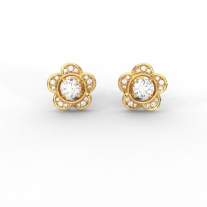 Floral Diamond Stud Earrings in 14K & 18K Gold