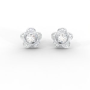 Floral Diamond Stud Earrings in 14K & 18K Gold - Image 5