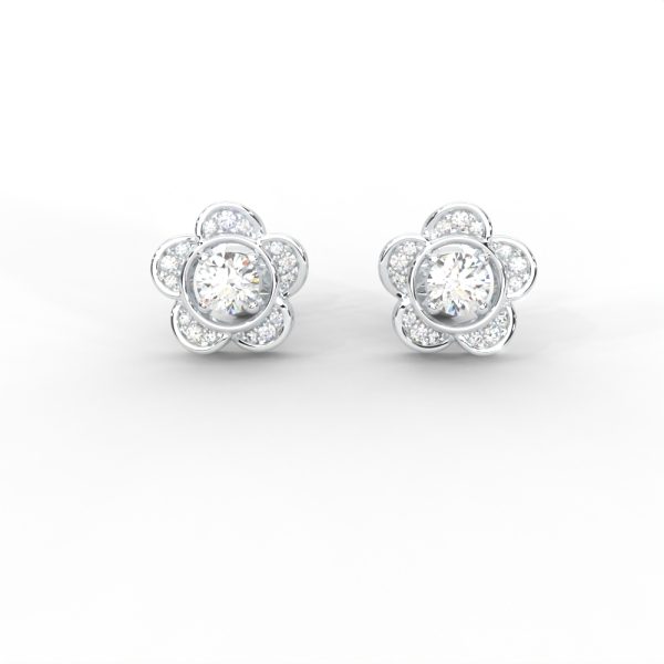 Floral Diamond Stud Earrings in 14K & 18K Gold - Image 5