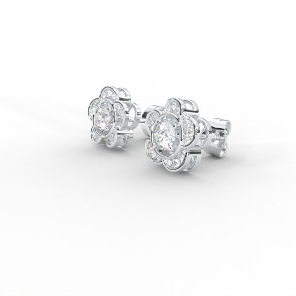 Floral Diamond Stud Earrings in 14K & 18K Gold - Image 7