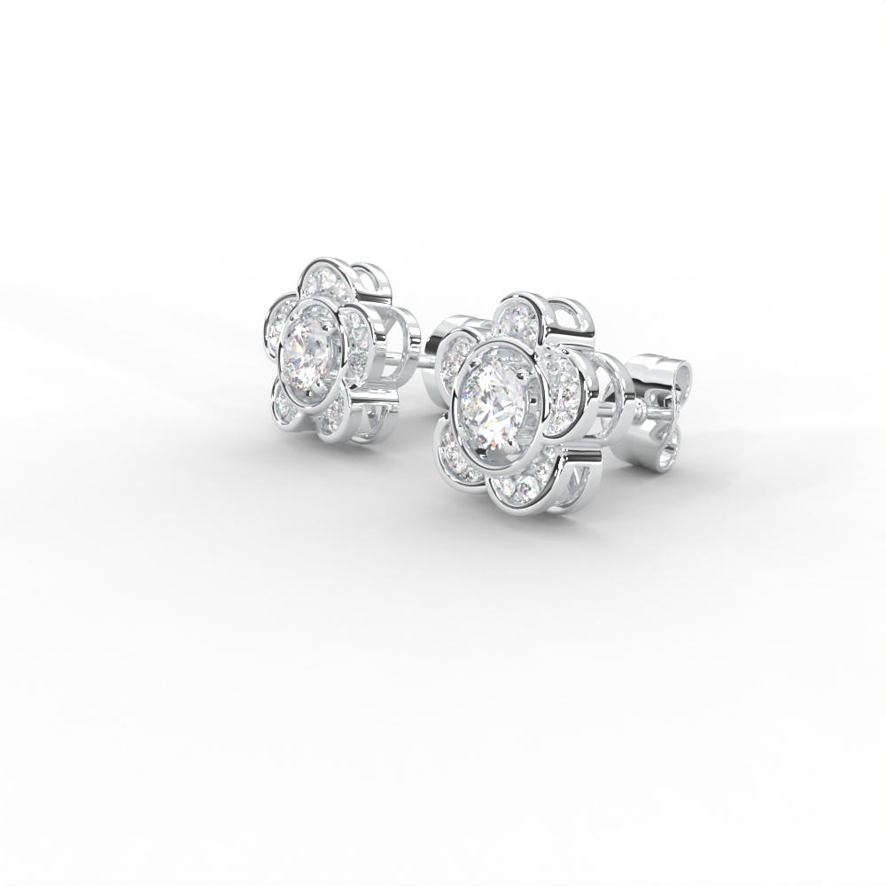 Floral Diamond Stud Earrings in 14K & 18K Gold - Image 7
