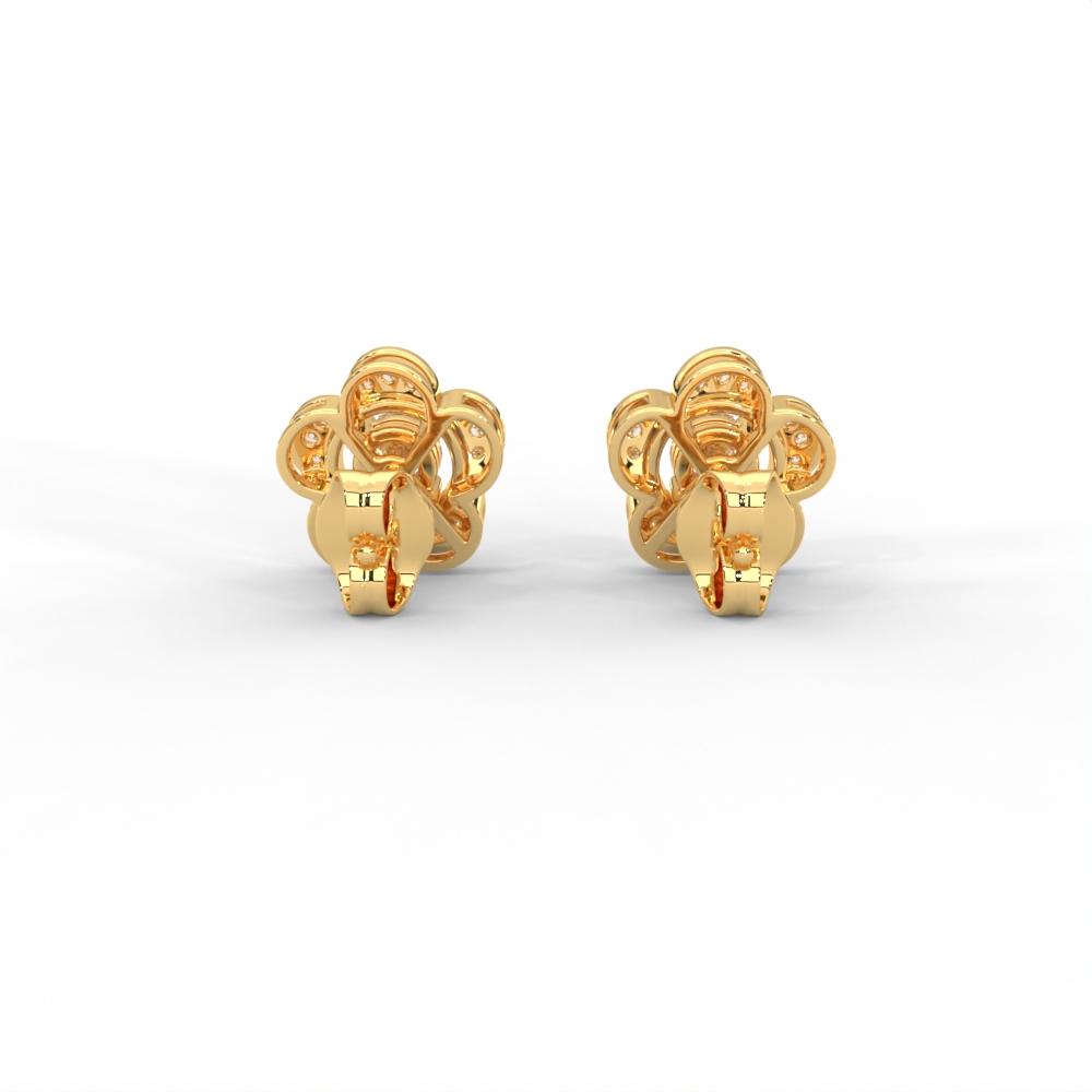 Floral Diamond Stud Earrings in 14K & 18K Gold - Image 4