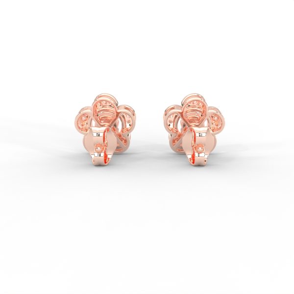 Floral Diamond Stud Earrings in 14K & 18K Gold - Image 12