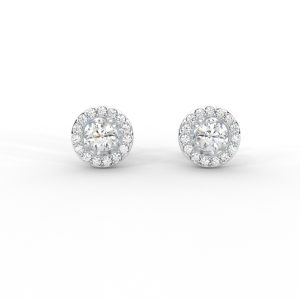Classic Halo Round Diamond Stud Earrings - Image 5