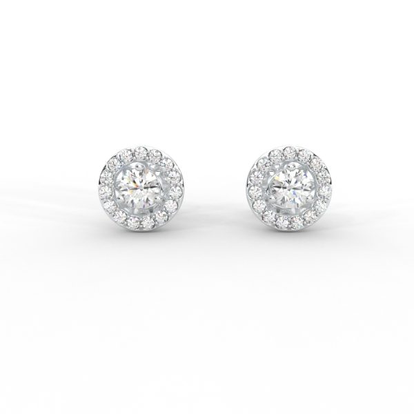 Classic Halo Round Diamond Stud Earrings - Image 5