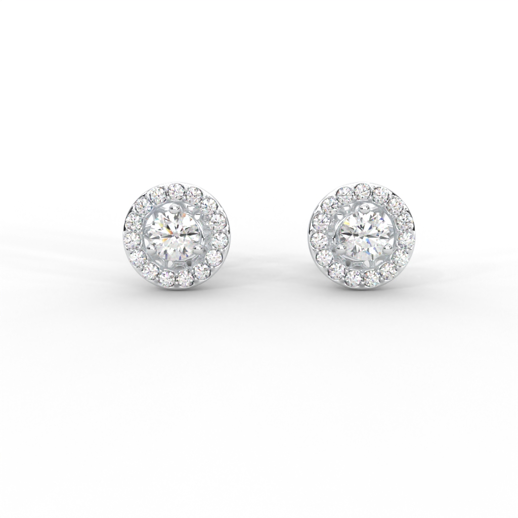 Classic Halo Round Diamond Stud Earrings - Image 5