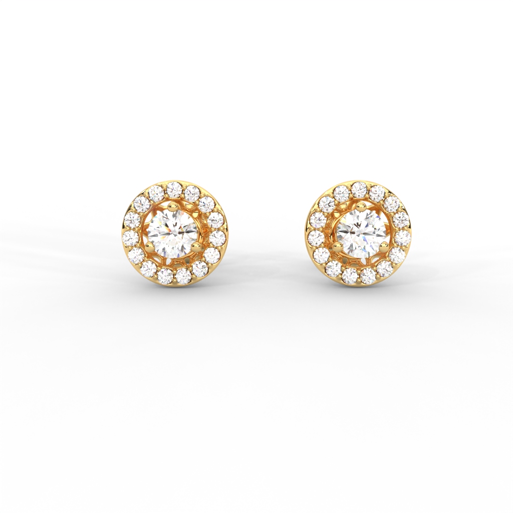 Classic Halo Round Diamond Stud Earrings - Image 1