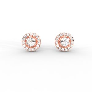 Classic Halo Round Diamond Stud Earrings - Image 9