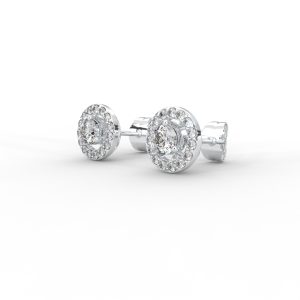 Classic Halo Round Diamond Stud Earrings - Image 6