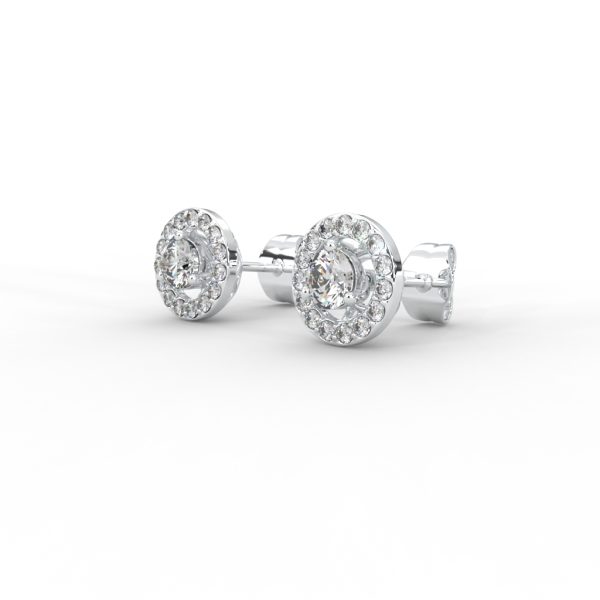 Classic Halo Round Diamond Stud Earrings - Image 6