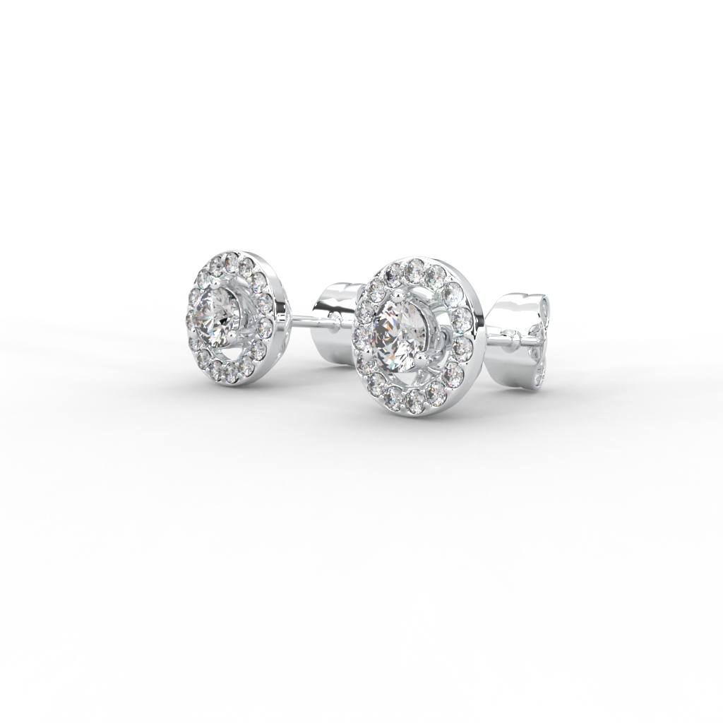 Classic Halo Round Diamond Stud Earrings - Image 6