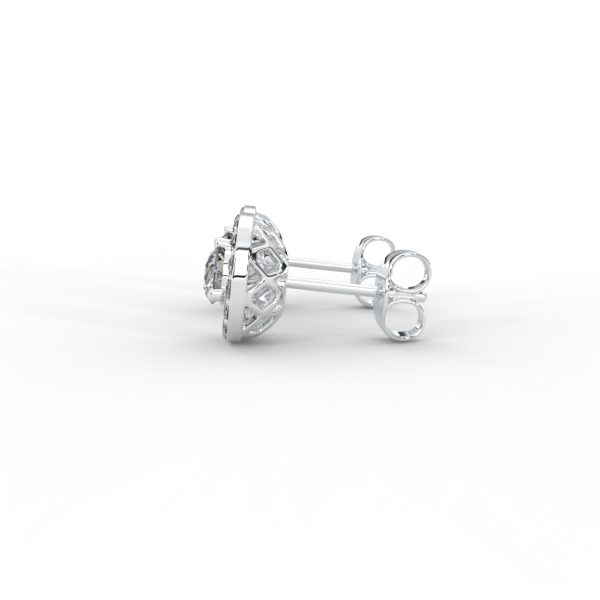 Classic Halo Round Diamond Stud Earrings - Image 7