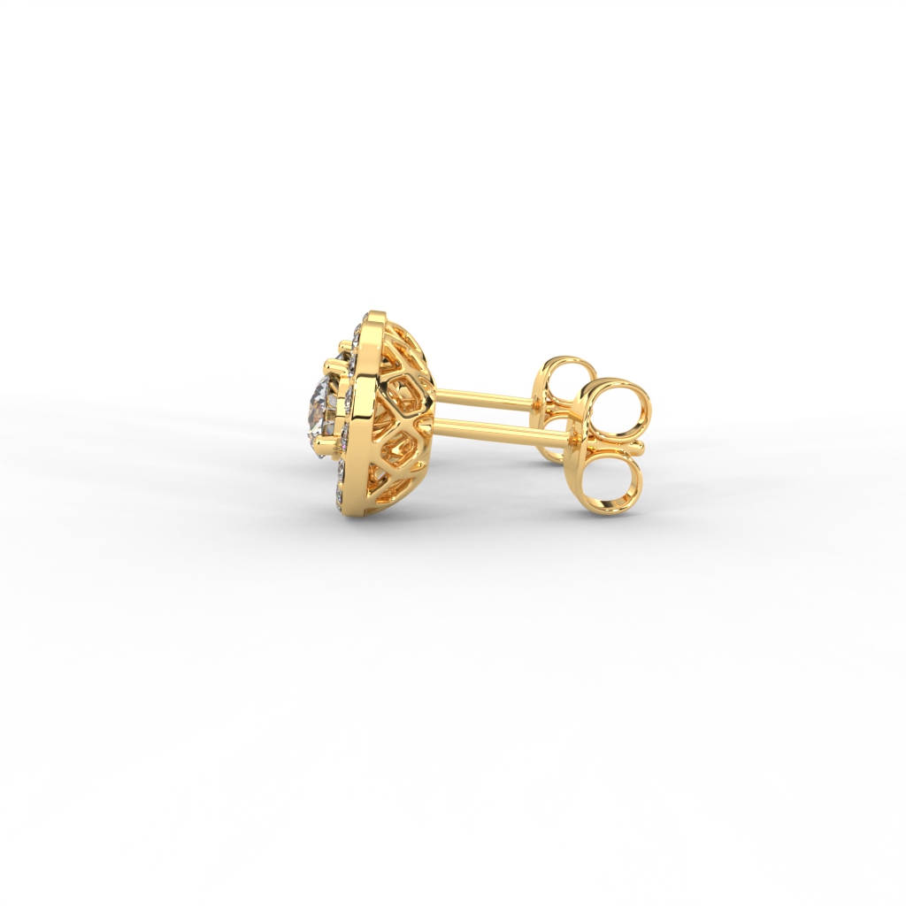 Classic Halo Round Diamond Stud Earrings - Image 3