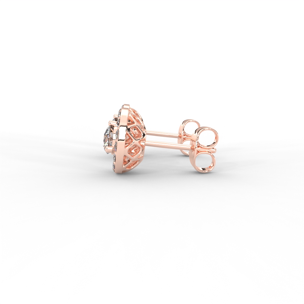 Classic Halo Round Diamond Stud Earrings - Image 11