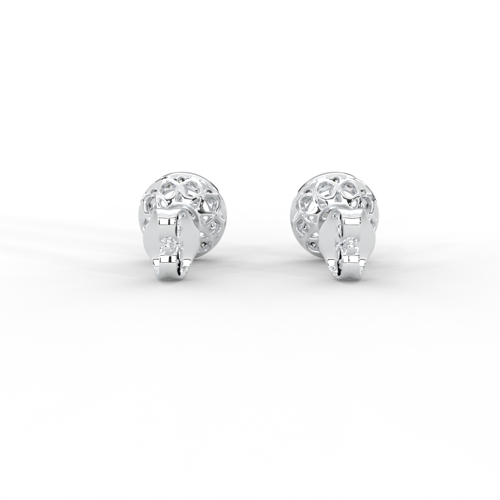 Classic Halo Round Diamond Stud Earrings - Image 8