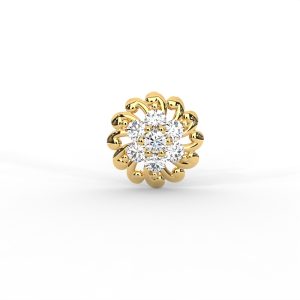 Floral Twist Diamond Nose Pin in Yellow Gold with Designer Petal Frame