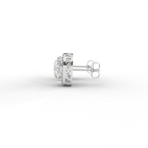 Cushion Halo Diamond Stud Earrings in Yellow, Rose & White Gold - Image 11