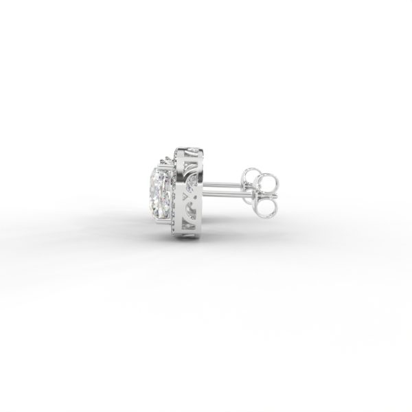 Cushion Halo Diamond Stud Earrings in Yellow, Rose & White Gold - Image 11