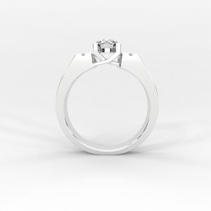 Men’s Solitaire Diamond Ring with Grooved Shoulders - Image 12