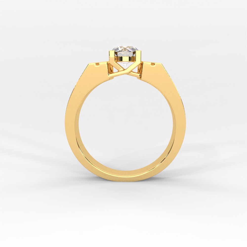 Men’s Solitaire Diamond Ring with Grooved Shoulders - Image 4