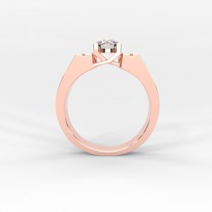 Men’s Solitaire Diamond Ring with Grooved Shoulders - Image 8