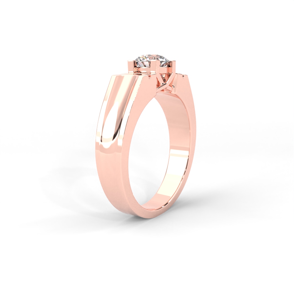 Men’s Solitaire Diamond Ring with Grooved Shoulders - Image 7