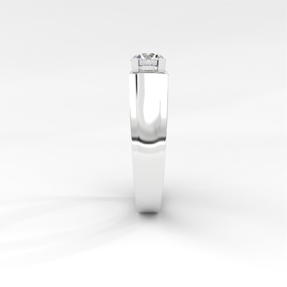 Men’s Solitaire Diamond Ring with Grooved Shoulders - Image 10
